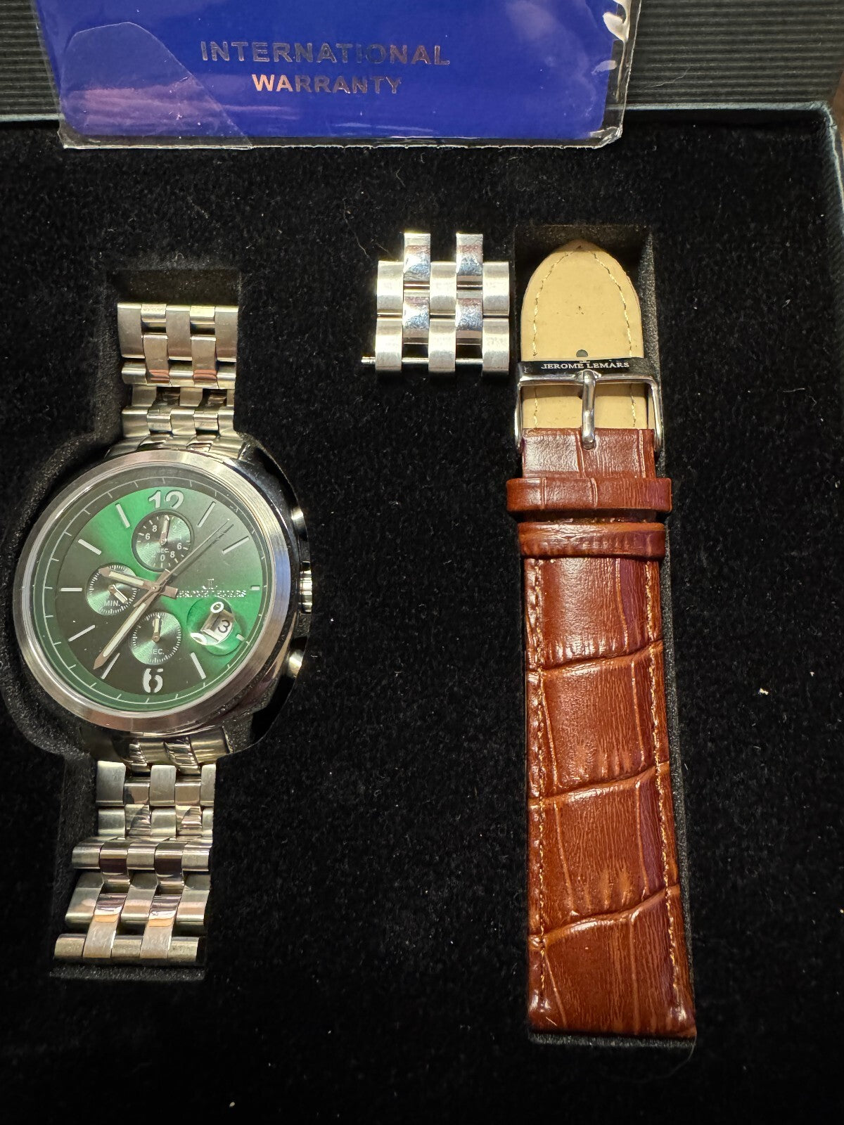 Jerome Lemars Green Sunburst Chronograph Watch – Sapphire Crystal – Box & Papers