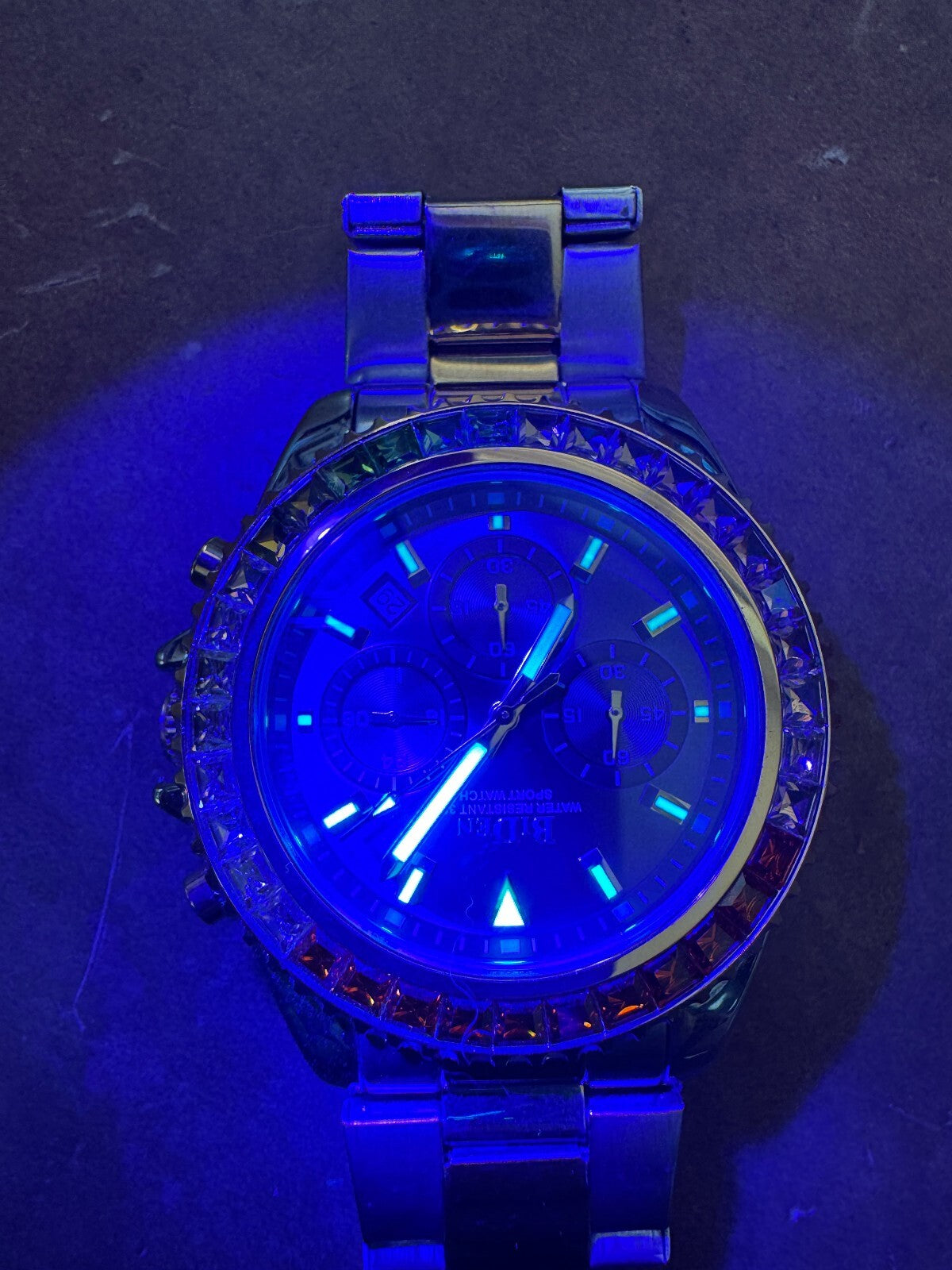 BiDen Rainbow Bezel Sport Watch – Blue Dial – Two-Tone Stainless Steel