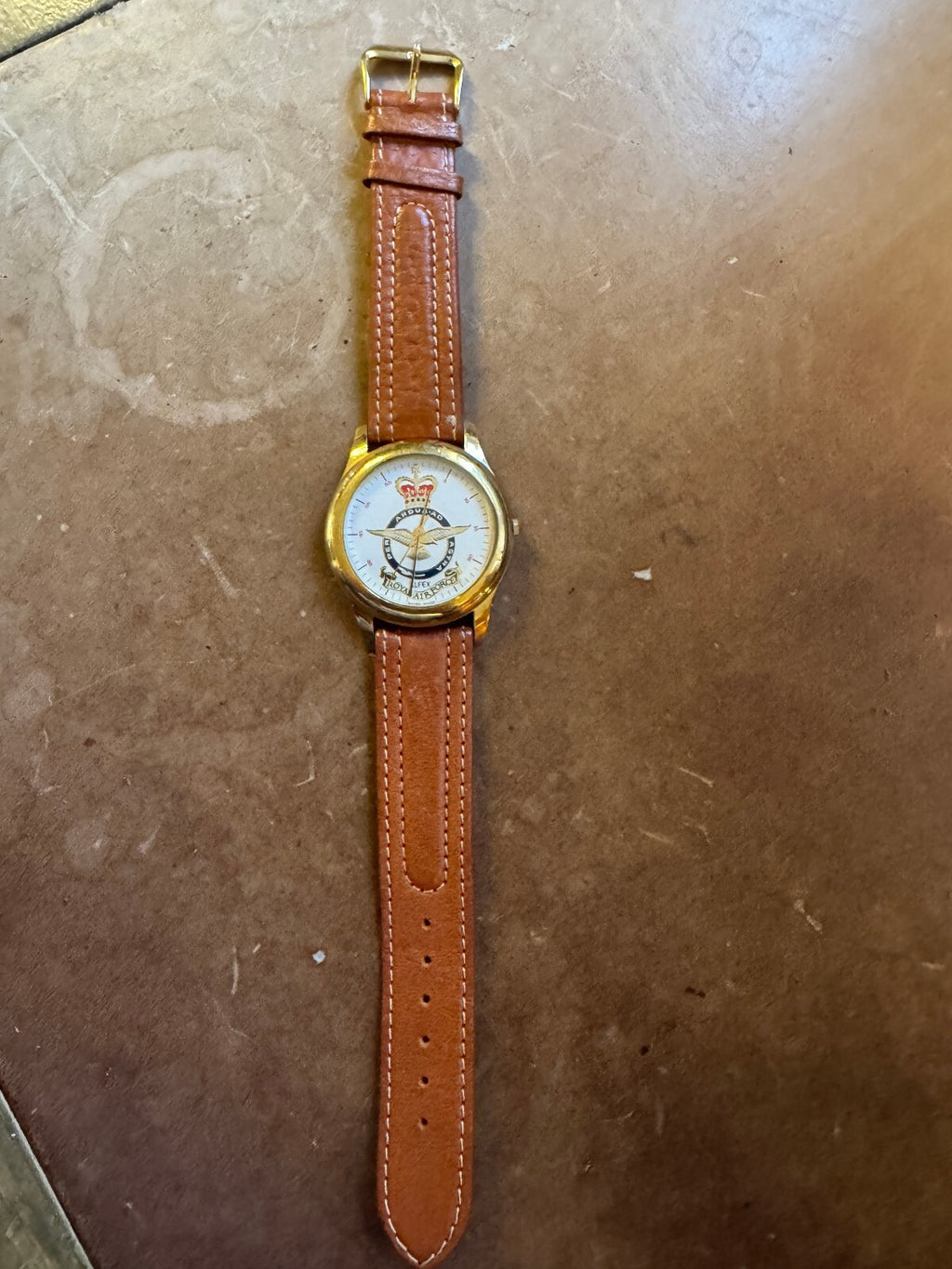 Vintage Alfex 4770 Royal Air Force RAF Swiss – Gold Tone – Per Ardua Ad Astra