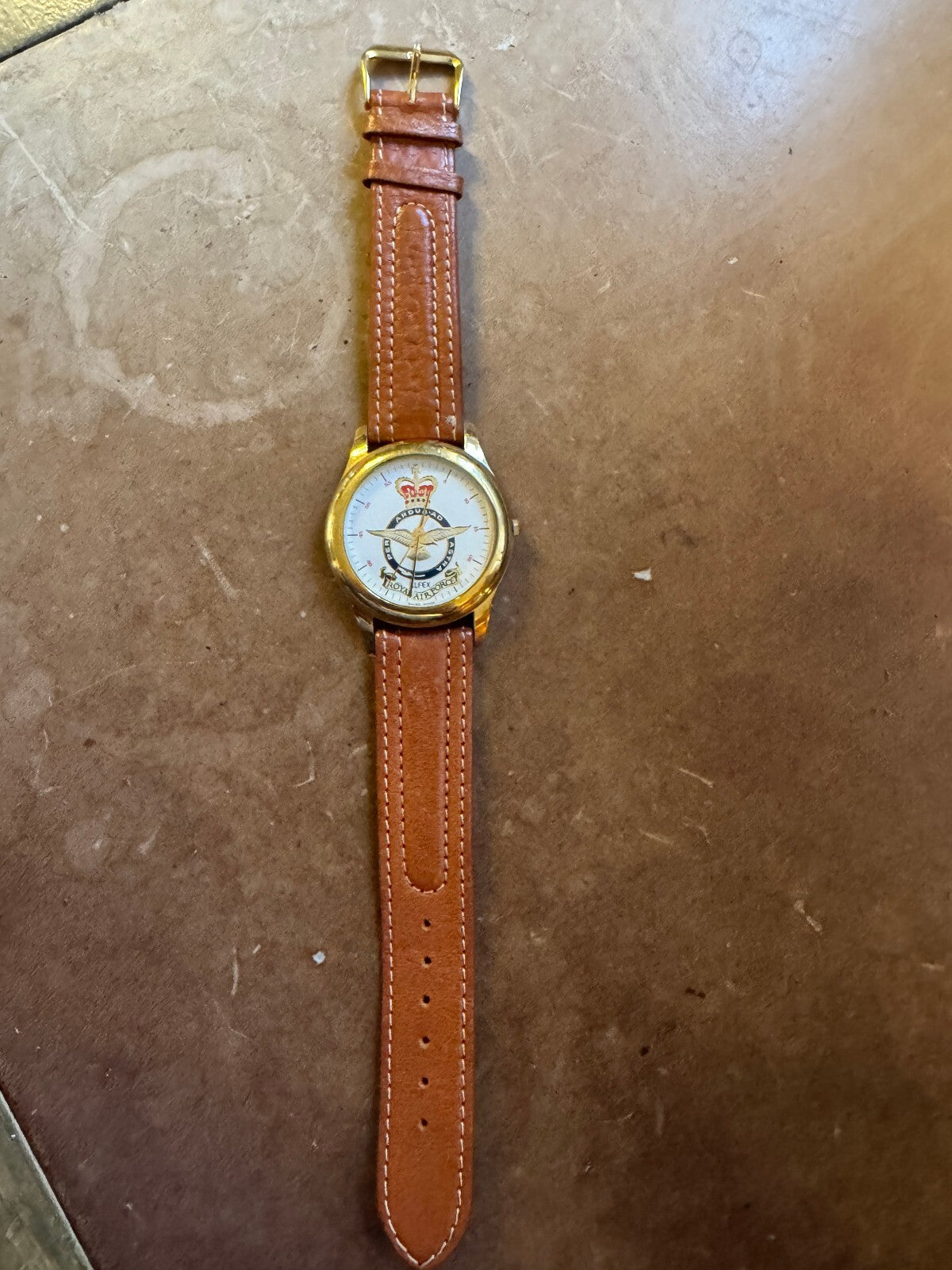 Vintage Alfex 4770 Royal Air Force RAF Swiss – Gold Tone – Per Ardua Ad Astra